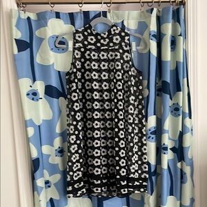 Vintage mod flower high neck mini dress